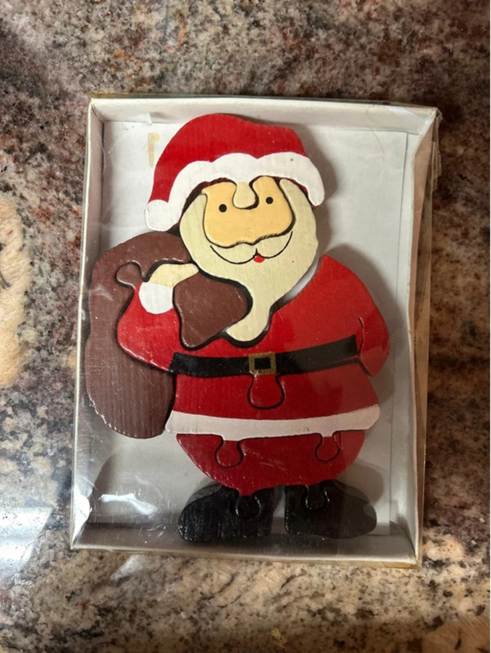 Wooden Santa Claus Christmas Puzzle Decoration in Original Package